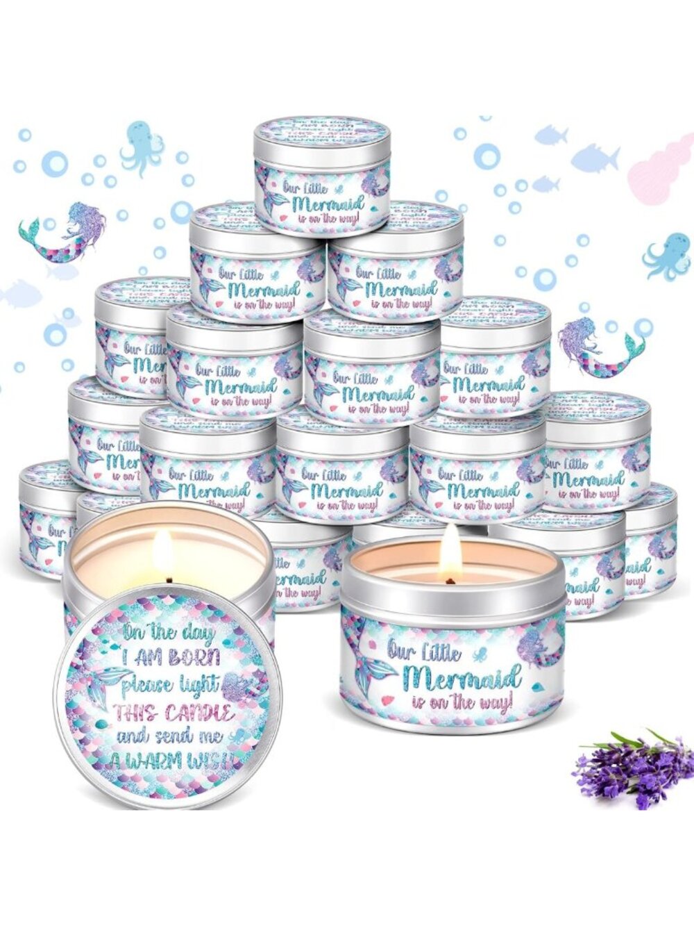 24 Pcs Lavender Scented Tealight Candles for Baby Shower Favors & Gender Reveal